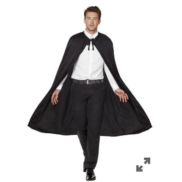 Spirit Halloween Adult Black Hooded Cape Costume One Size Fits Most Cloak NIB‎ - Picture 1 of 12
